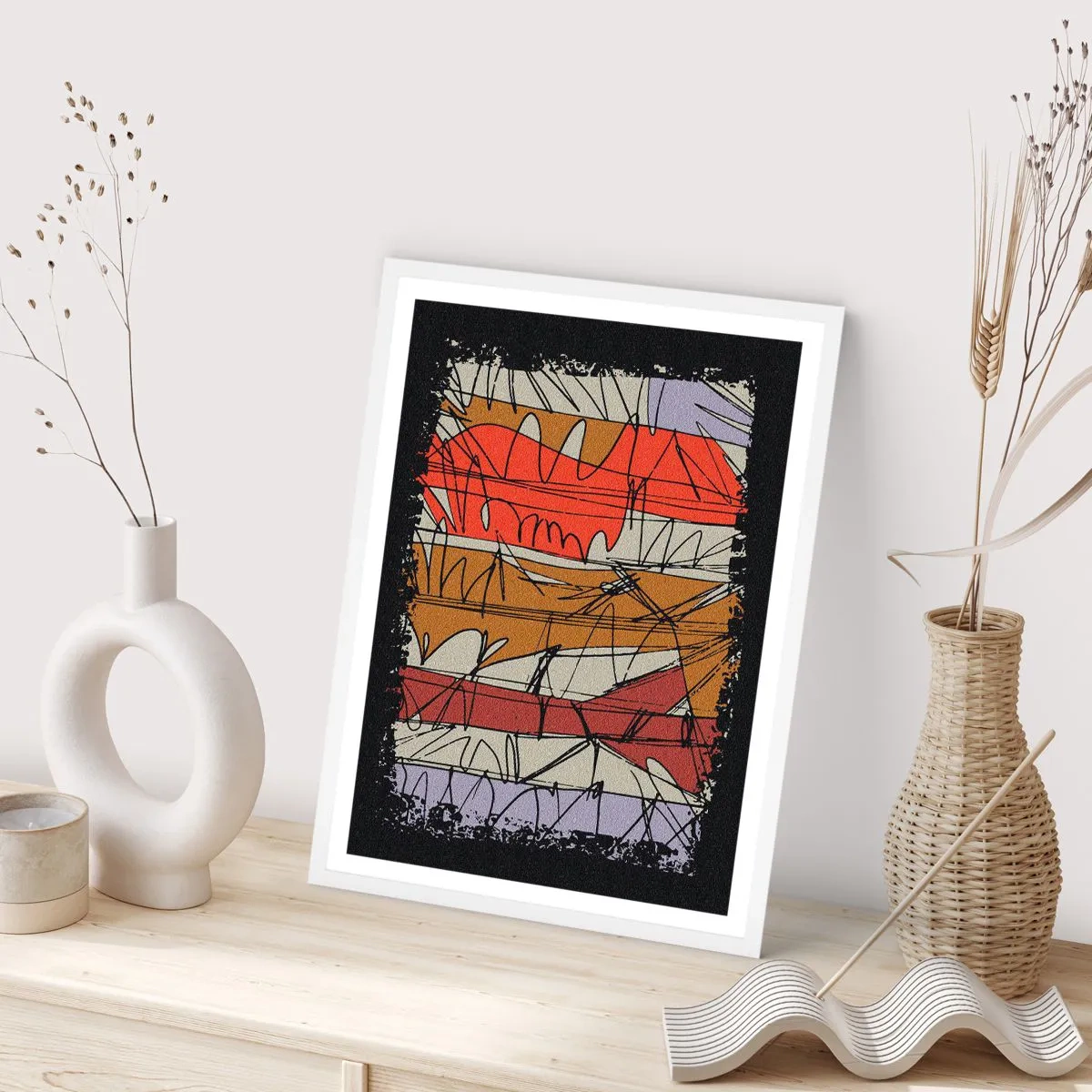 Plakát v bílém rámu - Spontánní kompozice - 50x70 cm