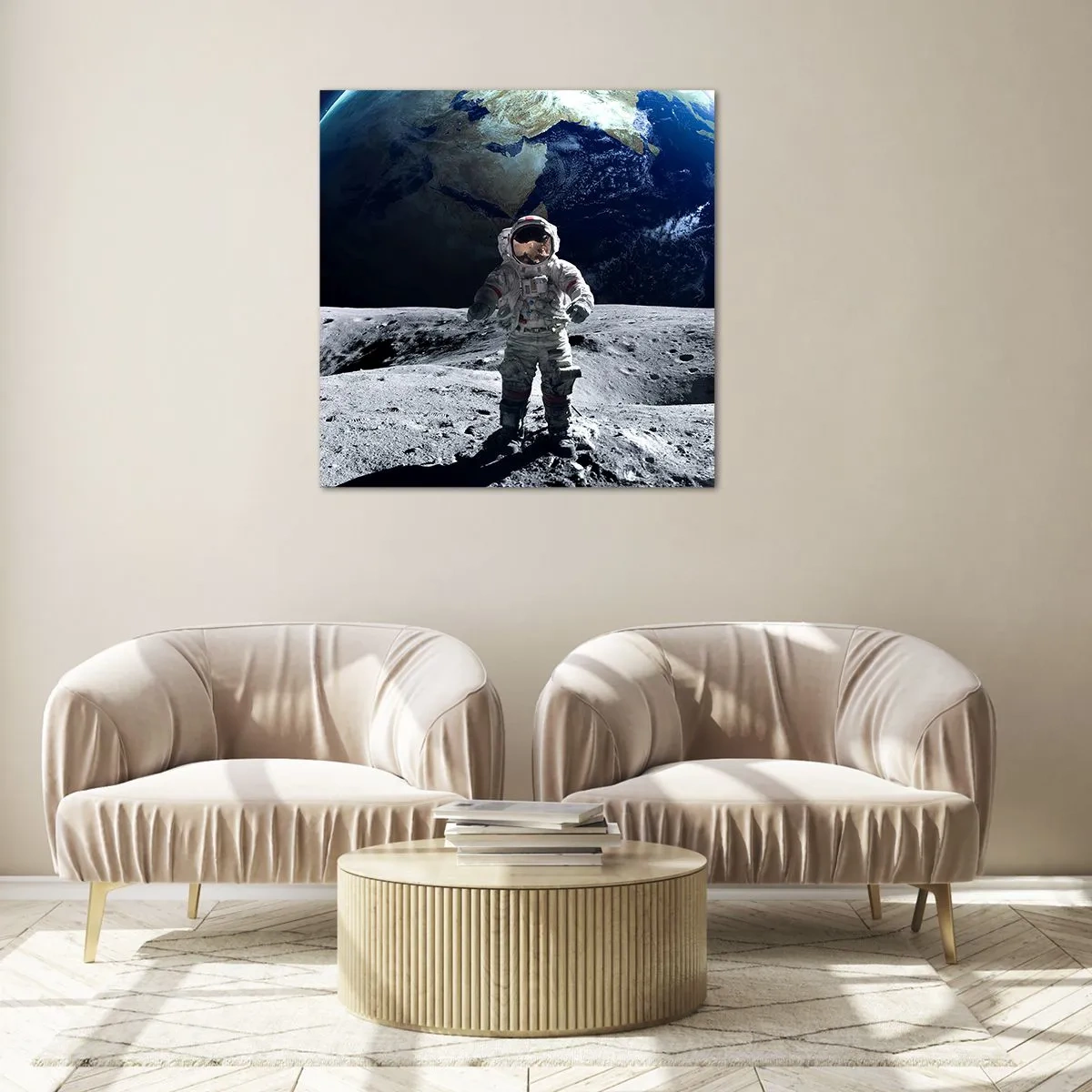 Obraz na skle - Pozdravy s Měsíce - 60x60 cm