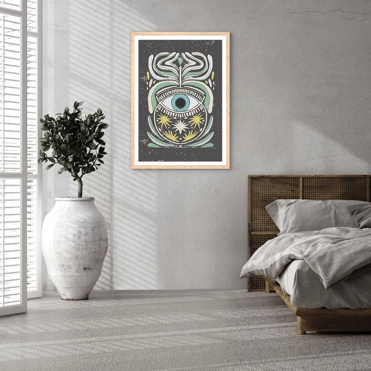 Plakát v rámu světlý dub - Kmenové rituály - 50x70 cm