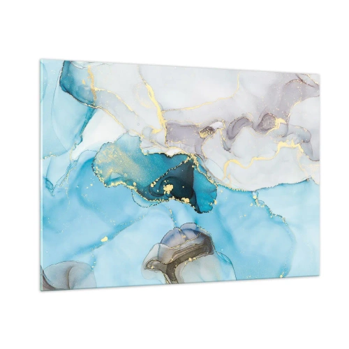 Obraz na skle - Studie o setkání šedé a tyrkysové - 100x70 cm