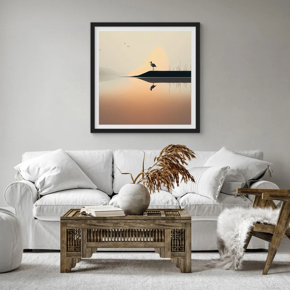 Plakát v černém rámu - Pán na jezeře - 60x60 cm