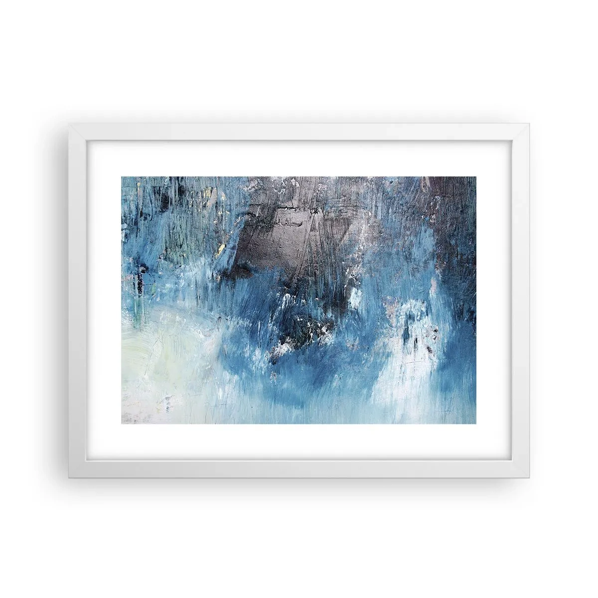 Plakát v bílém rámu - Rapsodie v modrém - 40x30 cm