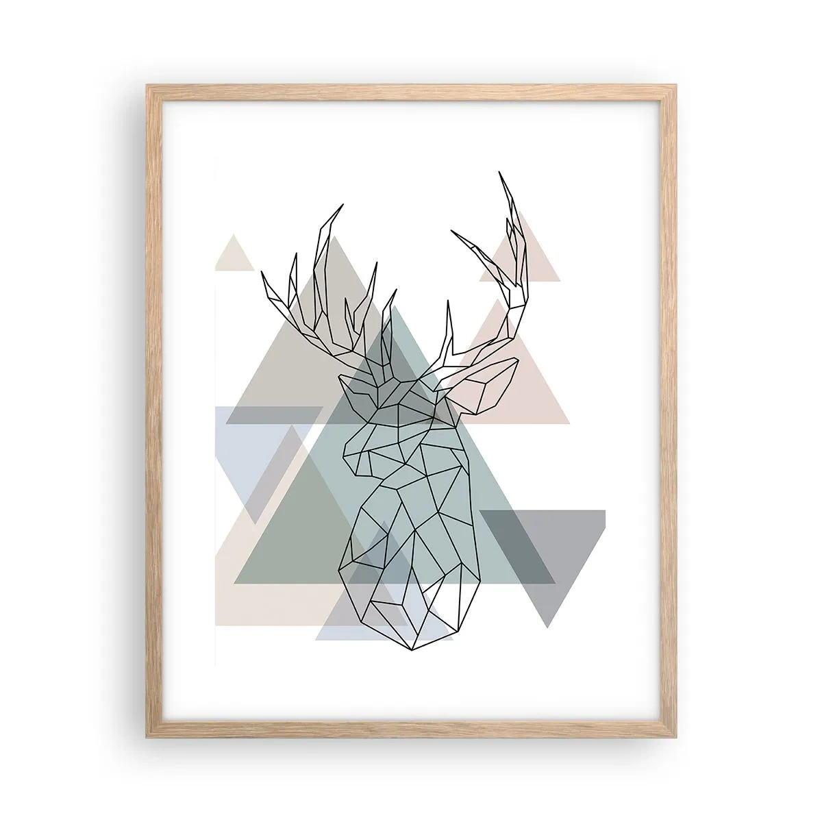 Plakát v rámu světlý dub - V geometrickém lese - 40x50 cm