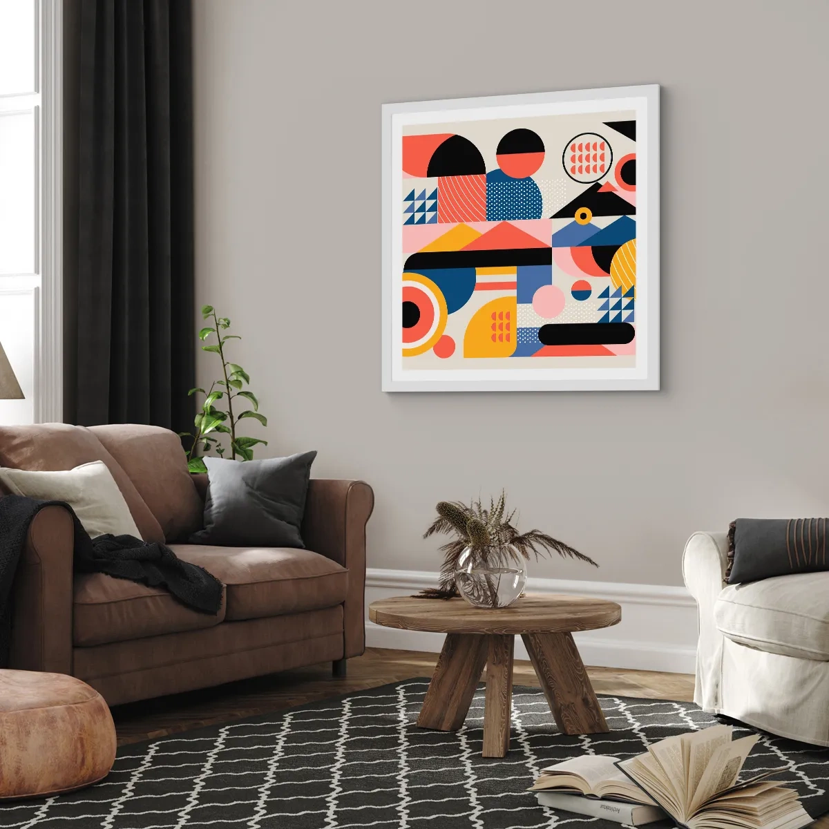 Plakát v bílém rámu - Kompozice: pojďme si hrát - 50x50 cm