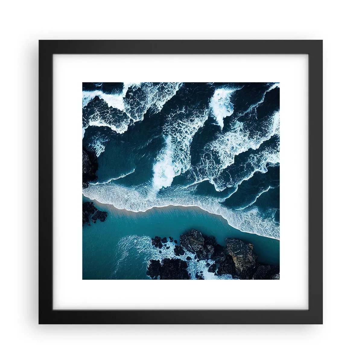 Plakát v černém rámu - Zahalené do vln - 30x30 cm