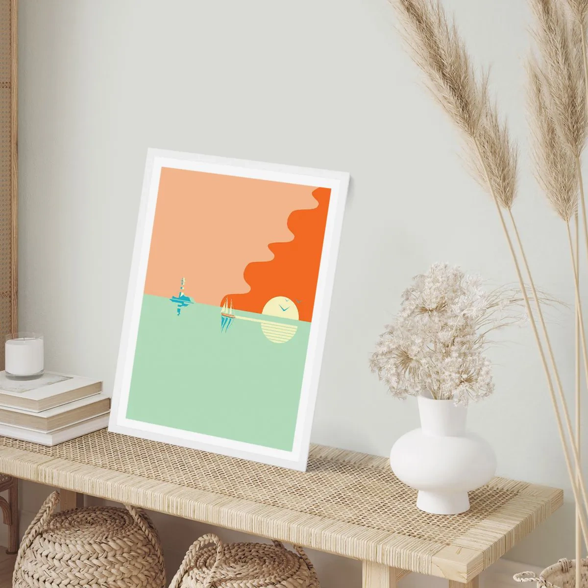 Plakát v bílém rámu - Dokonalá mořská krajina - 30x40 cm