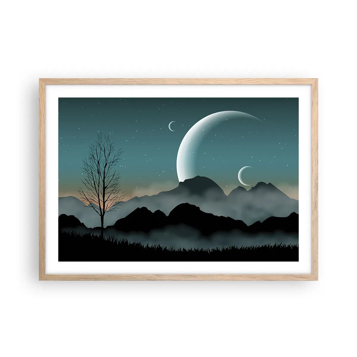 Plakát v rámu světlý dub - Karneval hvězdné noci - 70x50 cm