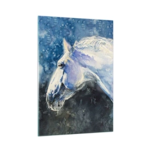 Obraz na skle - Portrét v modré záři - 50x70 cm