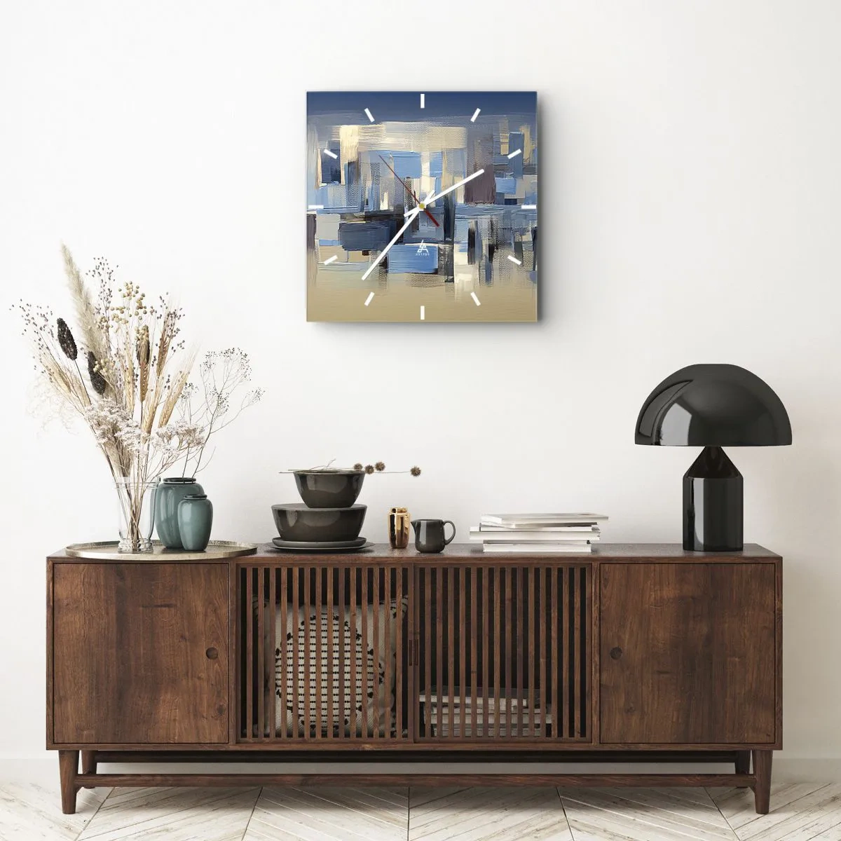 Nástěnné hodiny - Modrá konstrukce - 40x40 cm