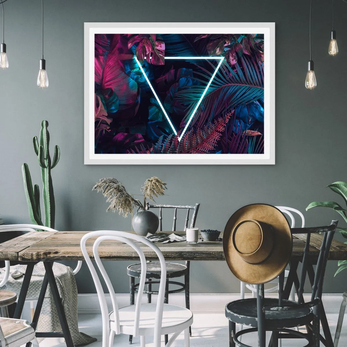 Plakát v bílém rámu - Zahrada v disco stylu - 91x61 cm