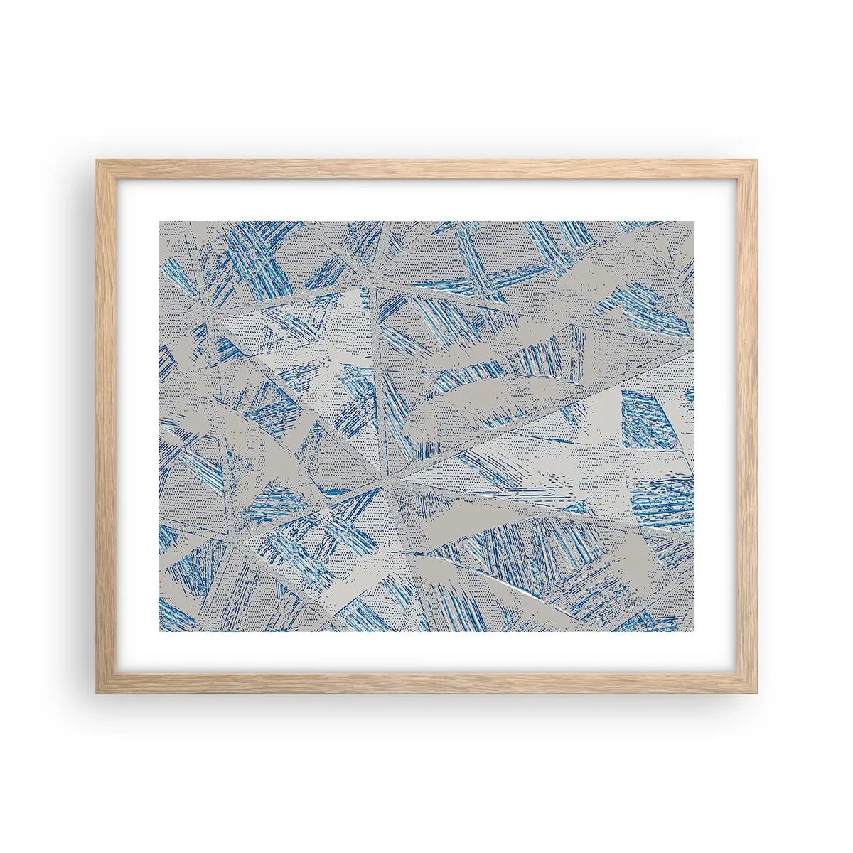 Plakát v rámu světlý dub - V šedomodrém labyrintu - 50x40 cm