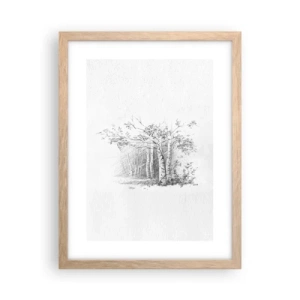 Plakát v rámu světlý dub - Světlo březového lesa - 30x40 cm