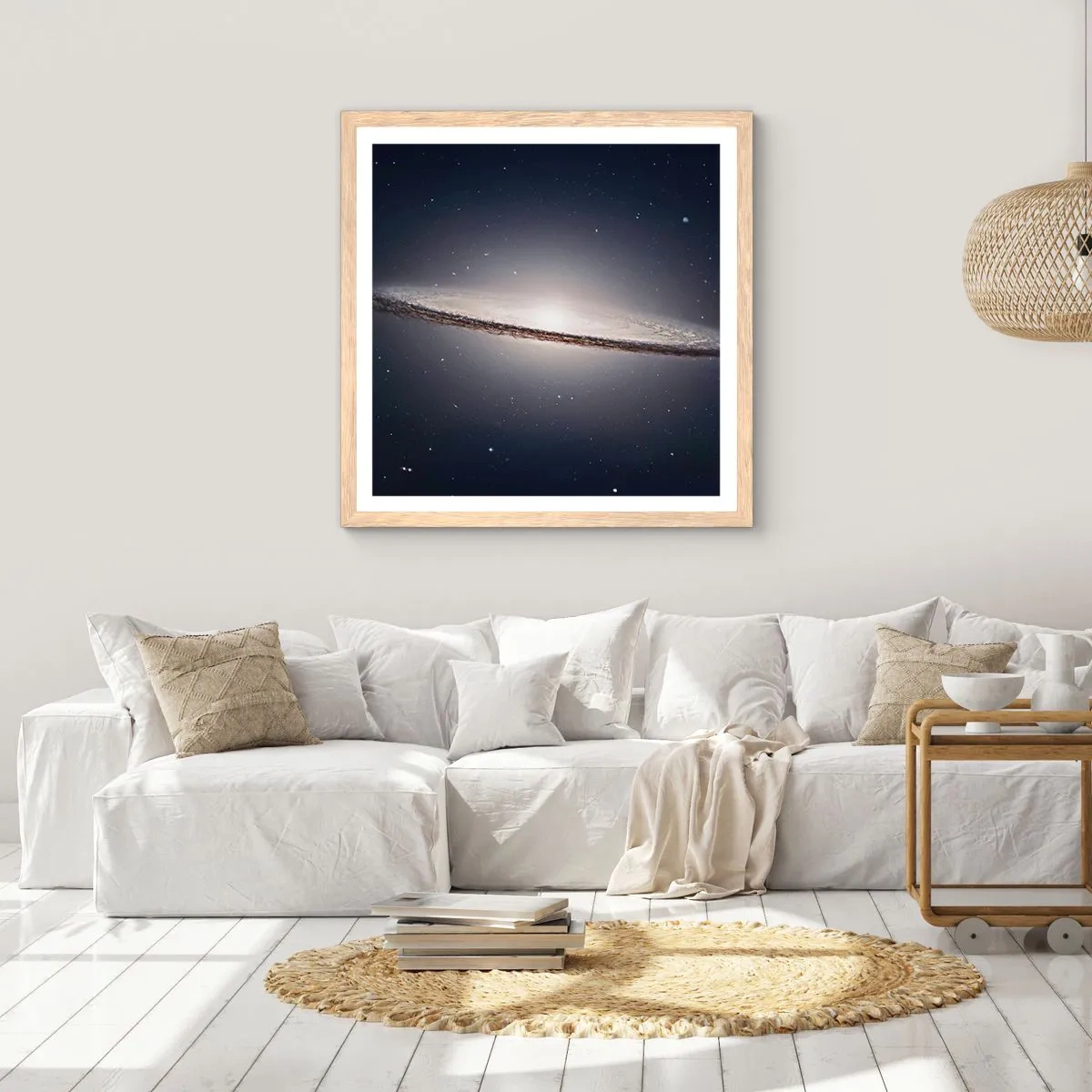 Plakát v rámu světlý dub - Kdysi dávno, v jedné vzdálené galaxii… - 60x60 cm