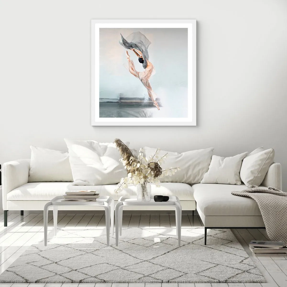Plakát v bílém rámu - V tanečním vytržení - 60x60 cm