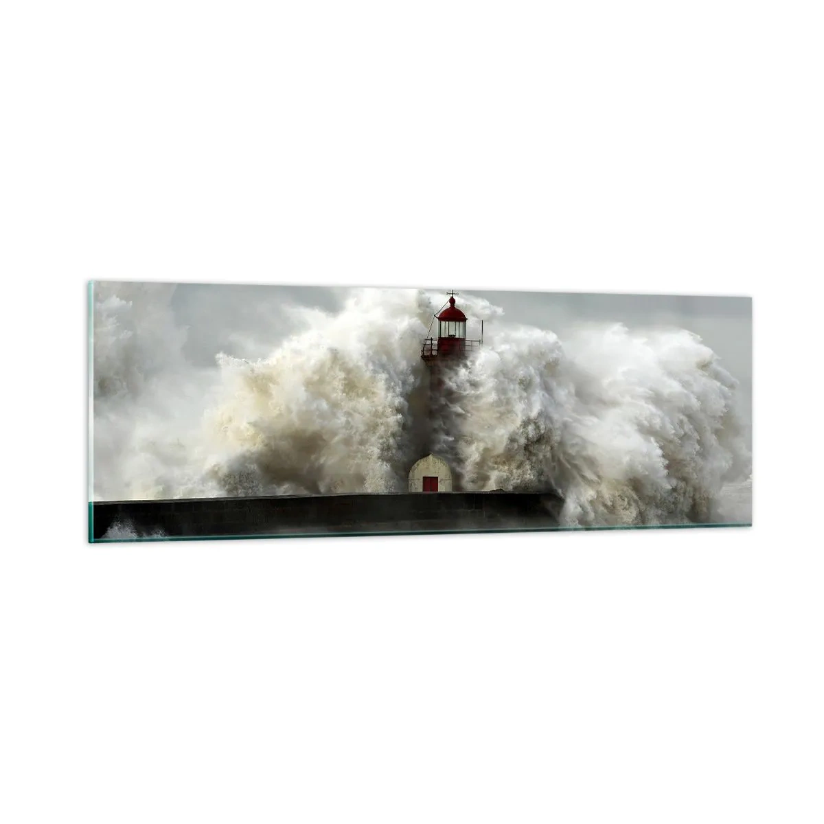 Obraz na skle - Hněv oceánu - 90x30 cm