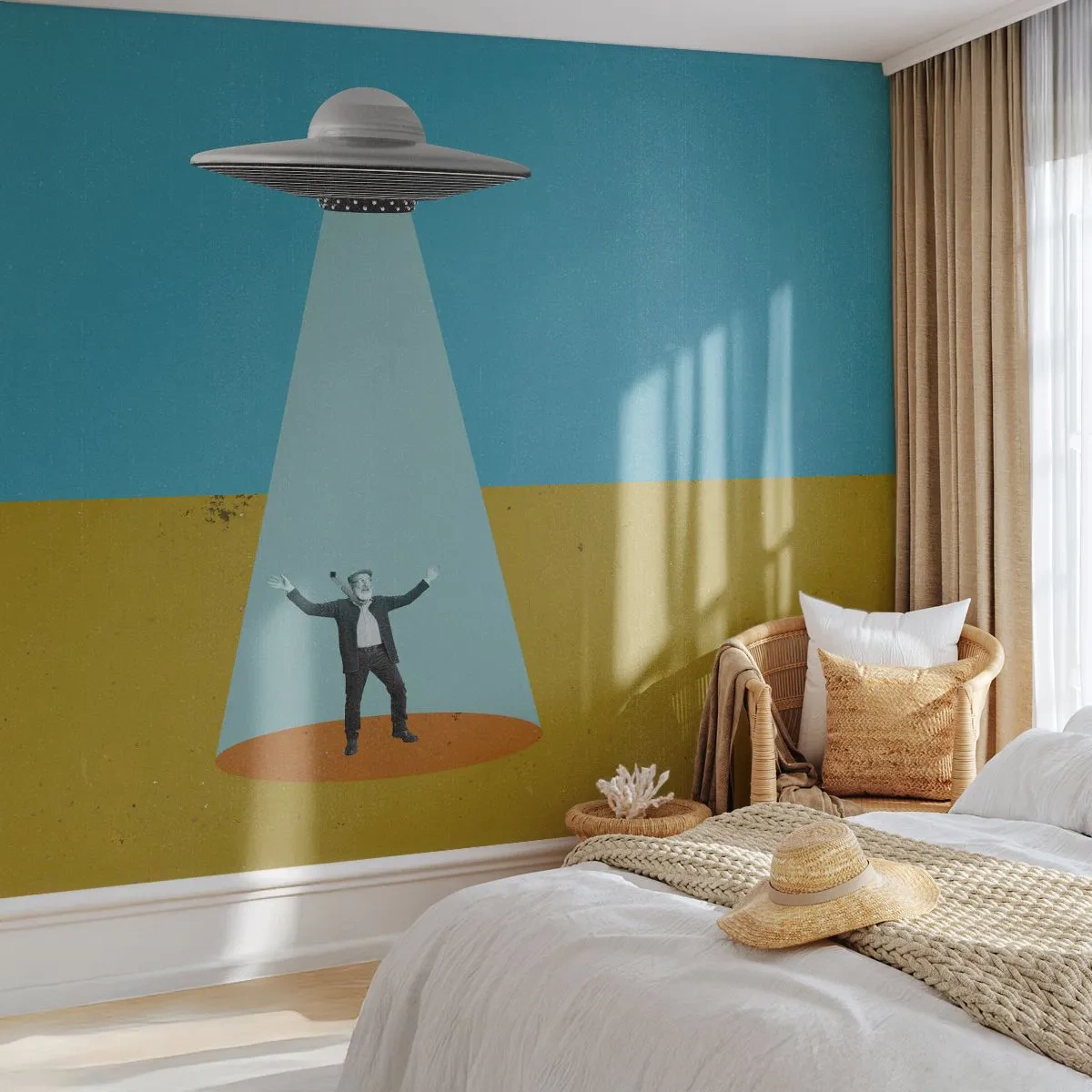 Fototapeta Premium Sand - Blízké setkání - UFO, Moderní umění, Surrealismus - 100x70 cm