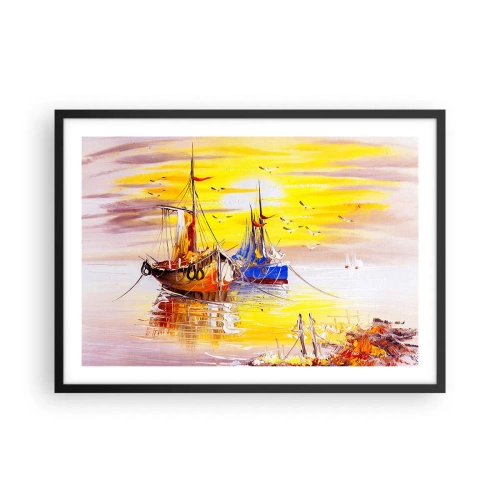 Plakát v černém rámu - Zasloužený odpočinek v přístavu - 70x50 cm