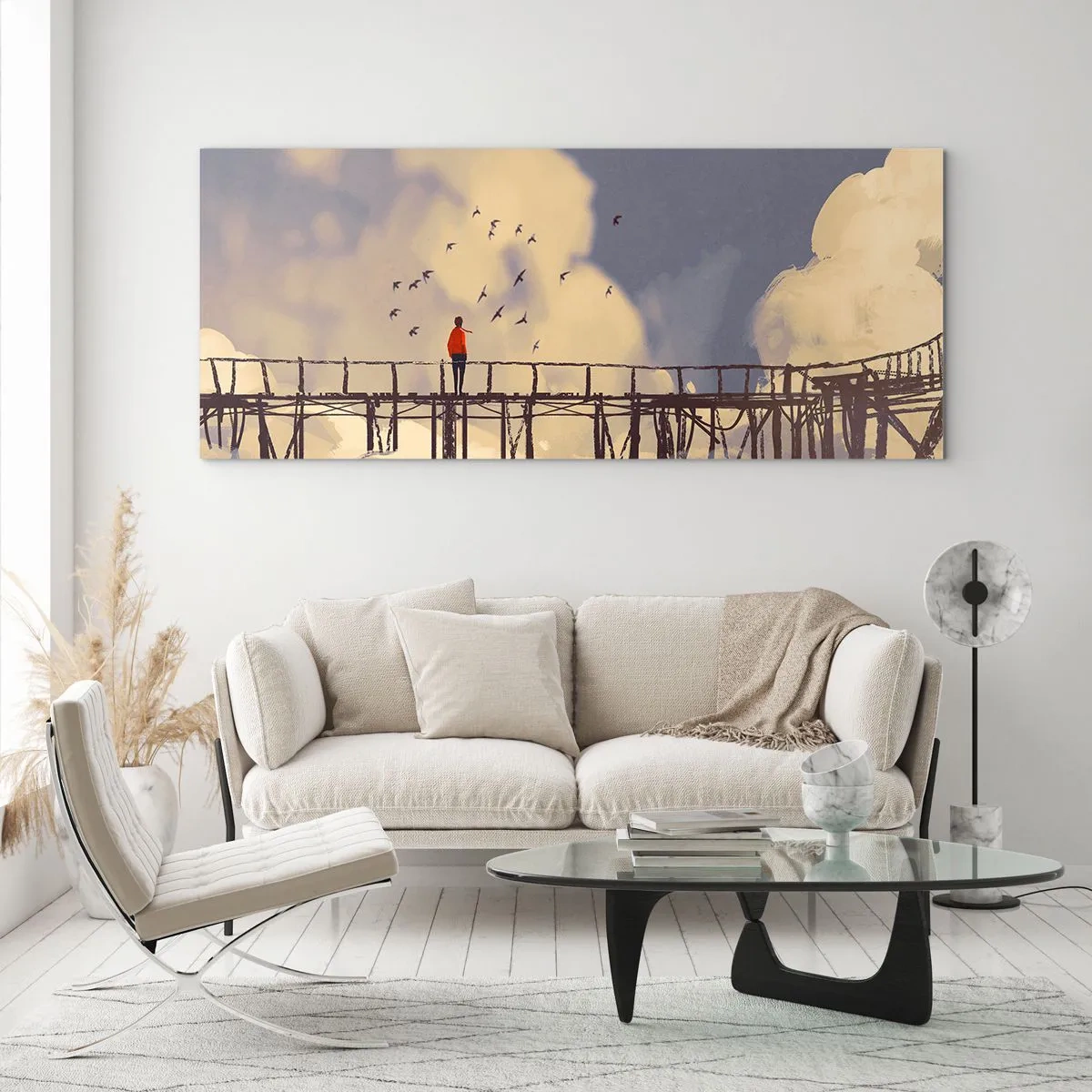 Obraz na skle - Modrý stesk - 100x40 cm