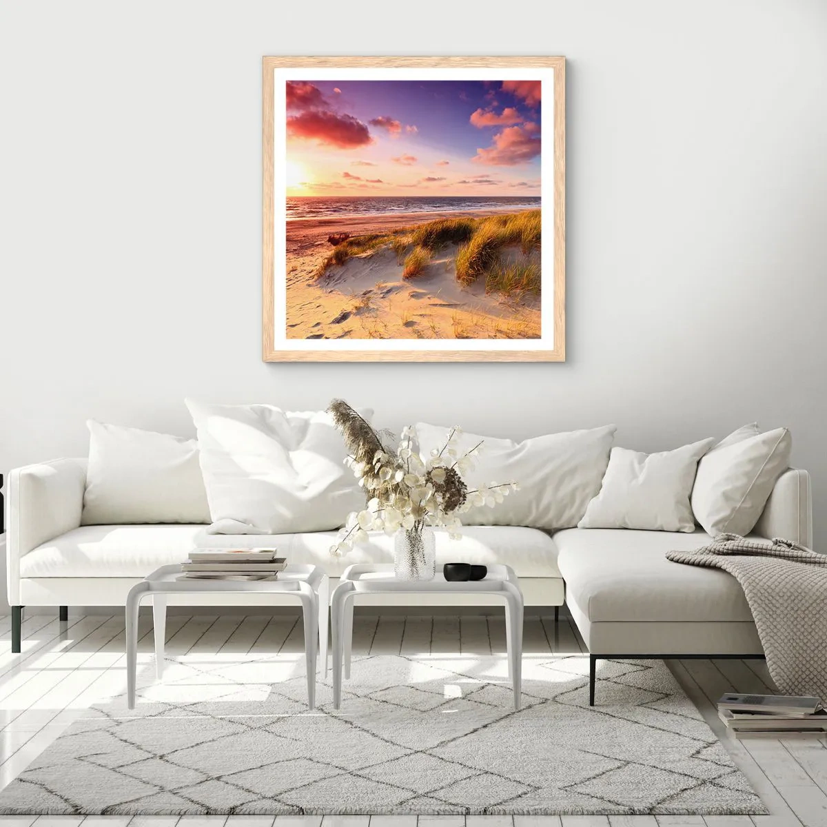 Plakát v rámu světlý dub - Už v létě voní vzduch - 60x60 cm