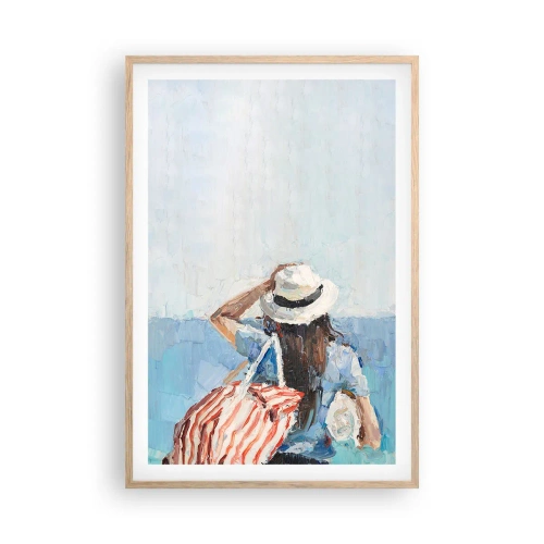 Plakát v rámu světlý dub - Vítej na dovolené - 61x91 cm