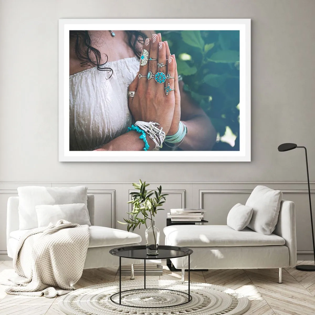 Plakát v bílém rámu - Vítejte v centru bytí - 91x61 cm