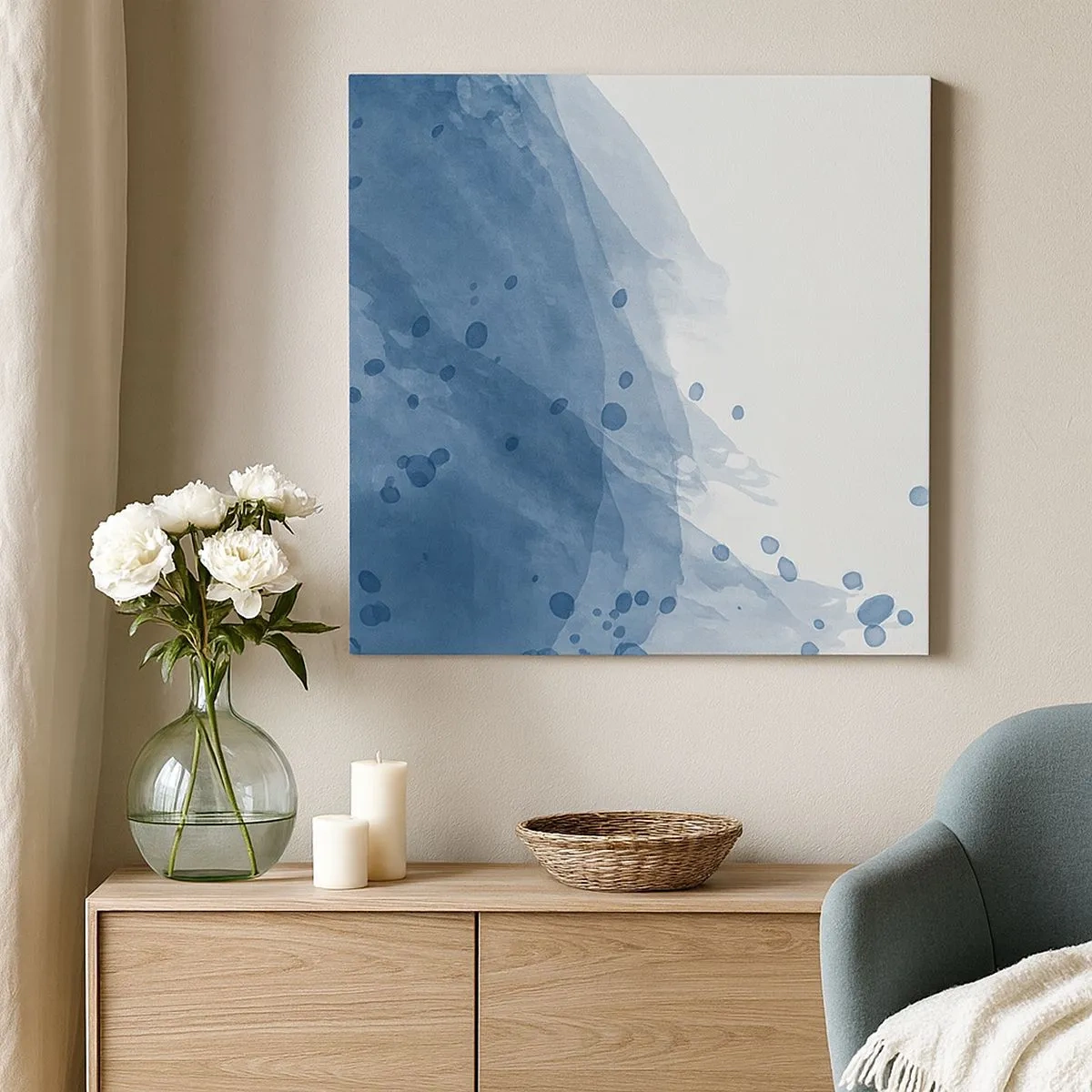 Obraz na plátně - Modrý tyl - 30x30 cm