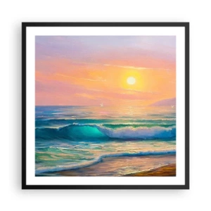 Plakát v černém rámu - Tyrkysová píseň vln - 60x60 cm