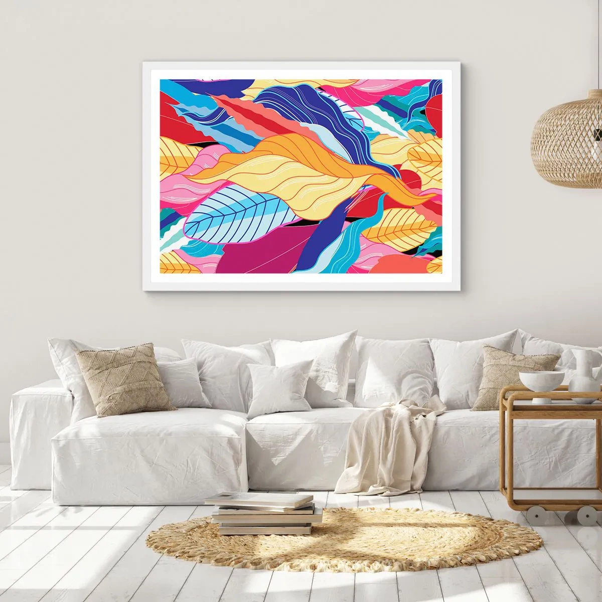 Plakát v bílém rámu - Barevný nepořádek - 100x70 cm