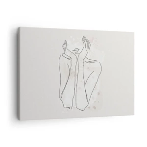 Obraz na plátně - Vrstevnice zobrazující ženské ruce na světlém pozadí - 70x50cm - Zasněný okamžik - Moderní nástěnná dekorace do obývacího pokoje a ložnice ARTTOR