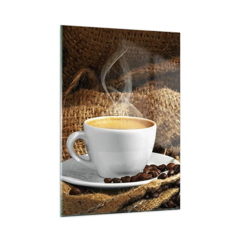 Obraz na skle - Vůně moka a hustota medové tekutiny - 50x70 cm