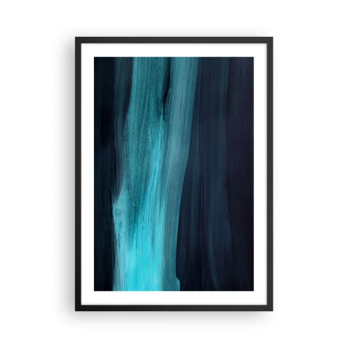 Plakát v černém rámu - Abstraktní kompozice v odstínech černé a tyrkysové - 50x70cm - Pluj s proudem - Moderní nástěnná dekorace do obývacího pokoje a ložnice ARTTOR