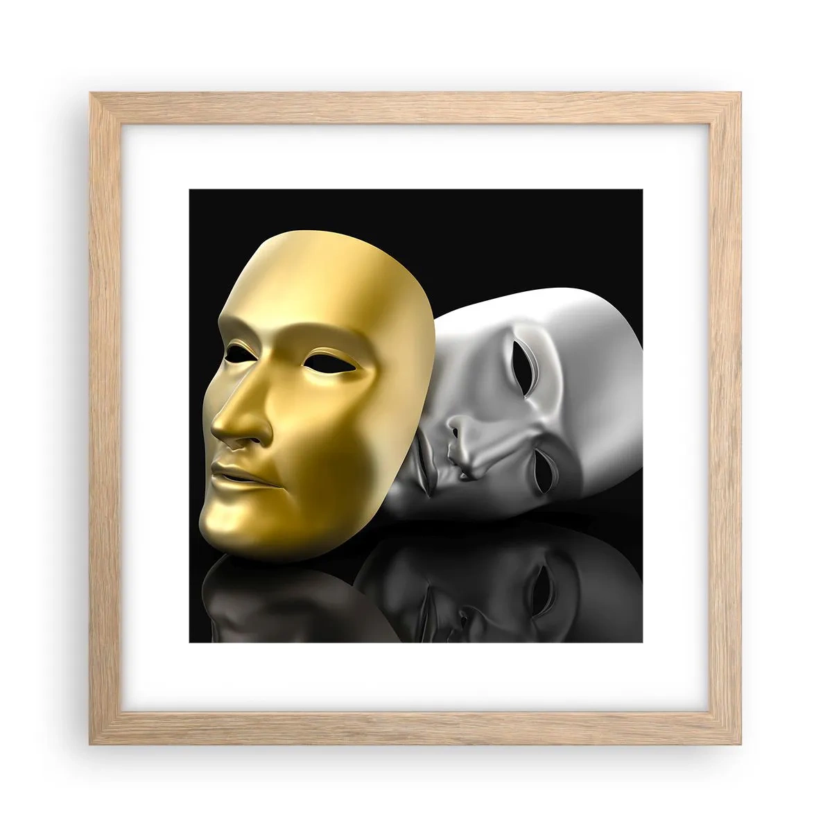 Plakát v rámu světlý dub - Život je divadlo - 30x30 cm