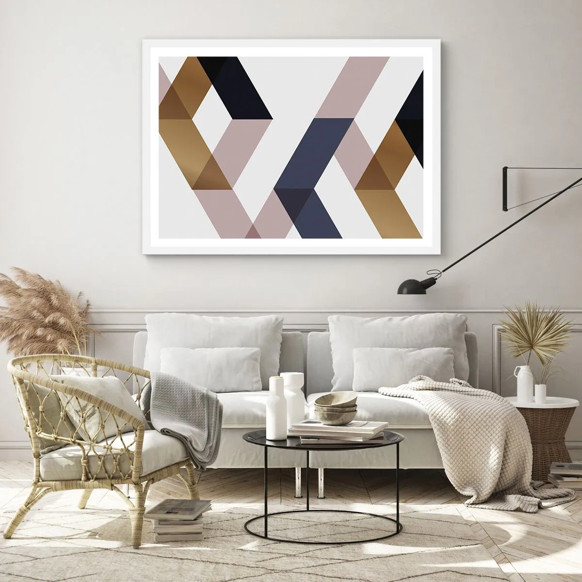 Plakát v bílém rámu - Roviny a úhly - 70x50 cm