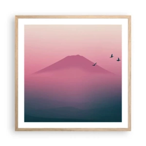 Plakát v rámu světlý dub - Poutníci nad oblaky - 60x60 cm