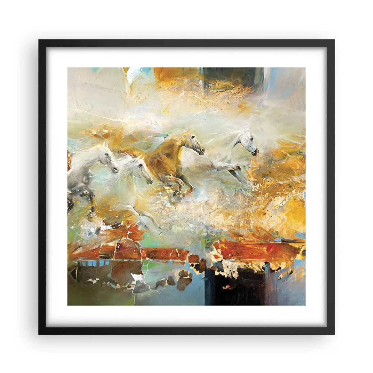 Plakát v černém rámu - Cválá světlem - 50x50 cm