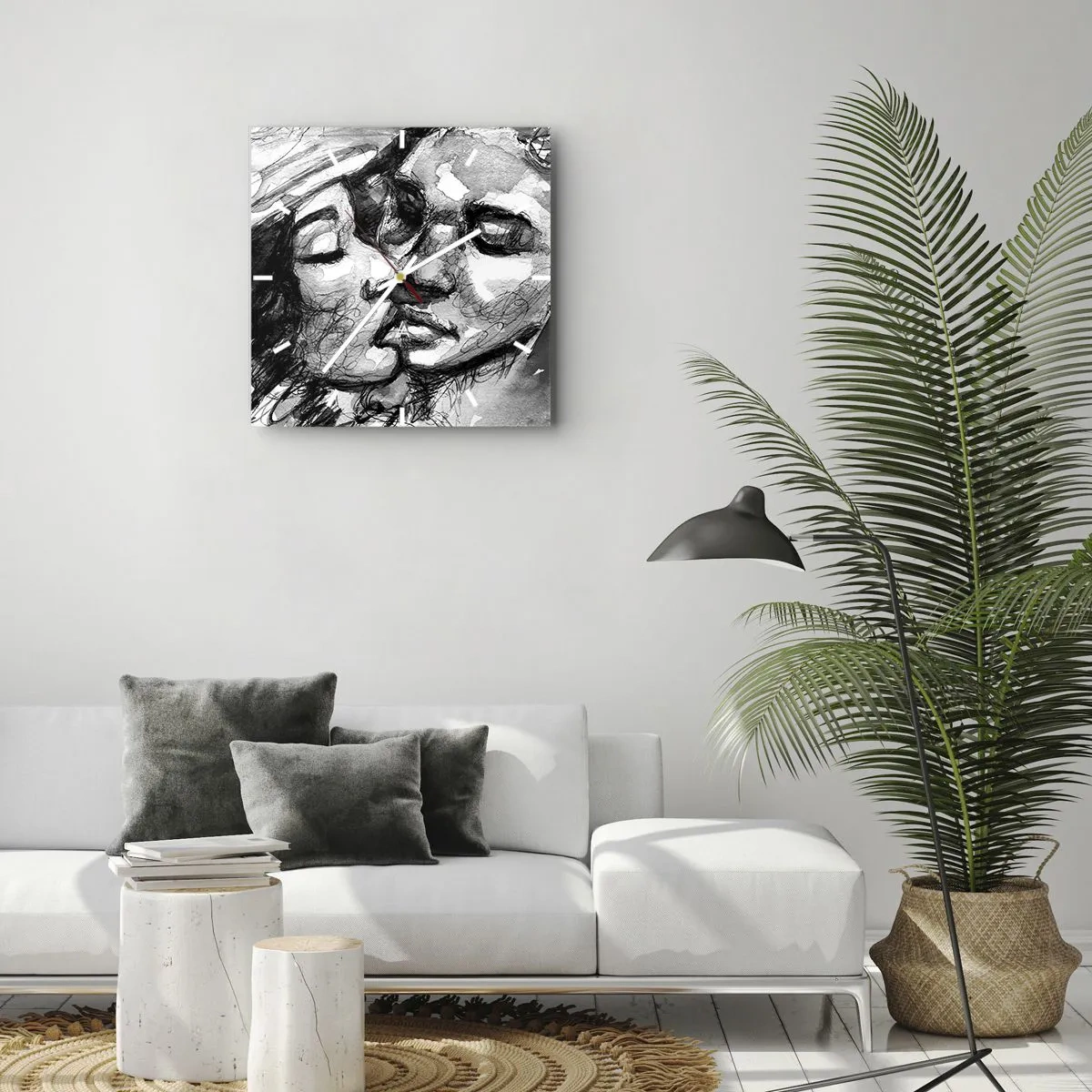 Nástěnné hodiny - Něžný okamžik - 40x40 cm