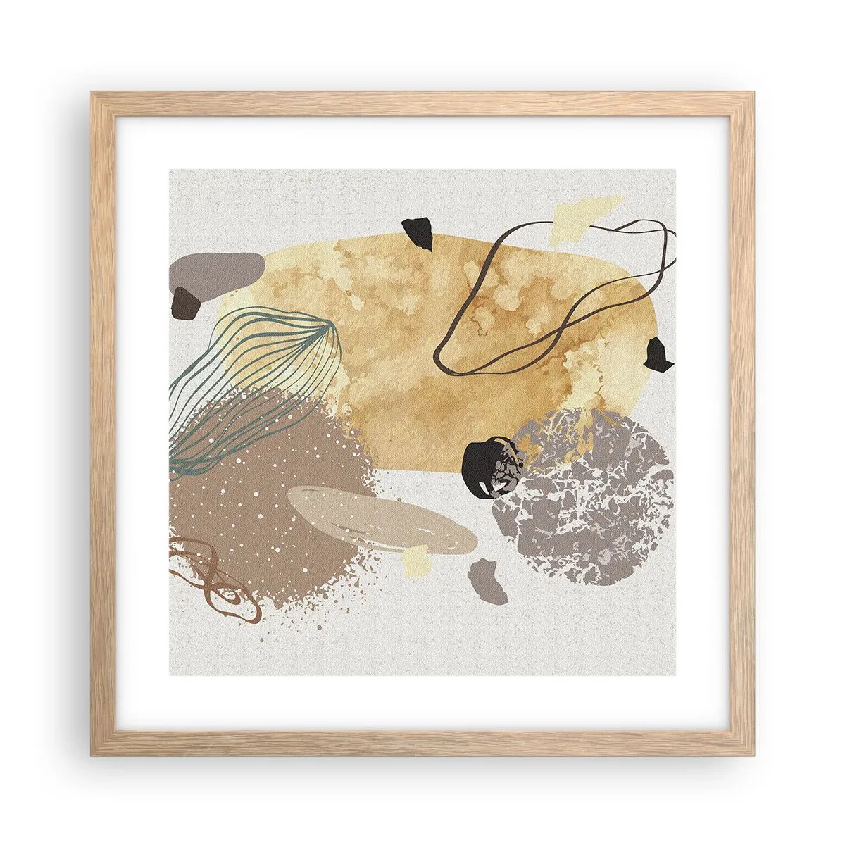 Plakát v rámu světlý dub - Abstraktní švestka - 40x40 cm