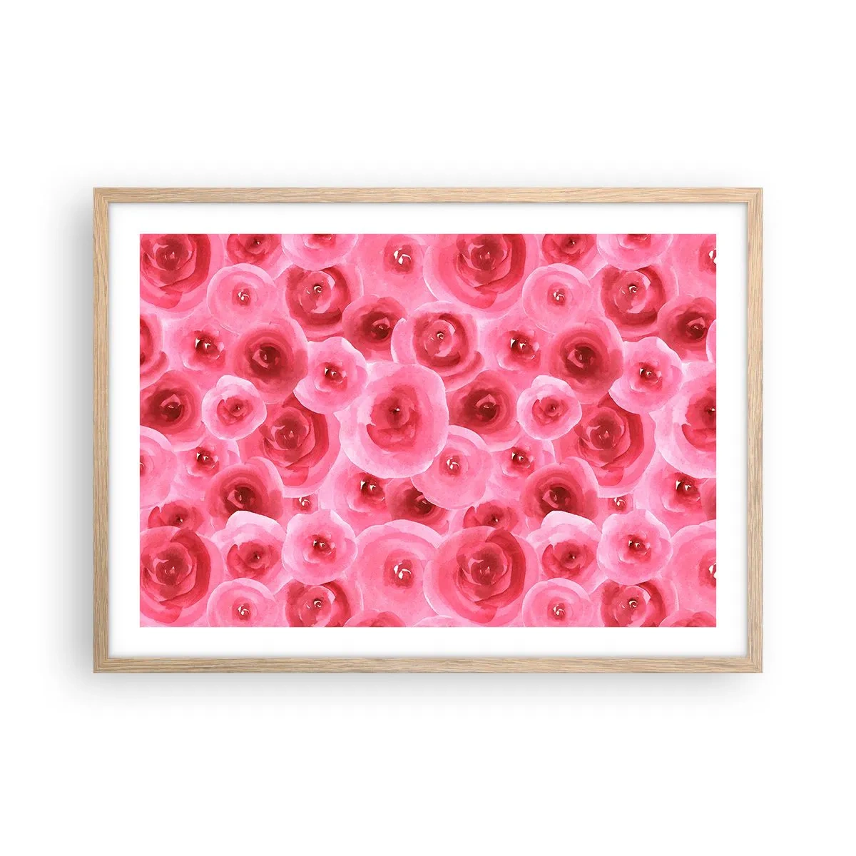 Plakát v rámu světlý dub - Růže dole i nahoře - 70x50 cm
