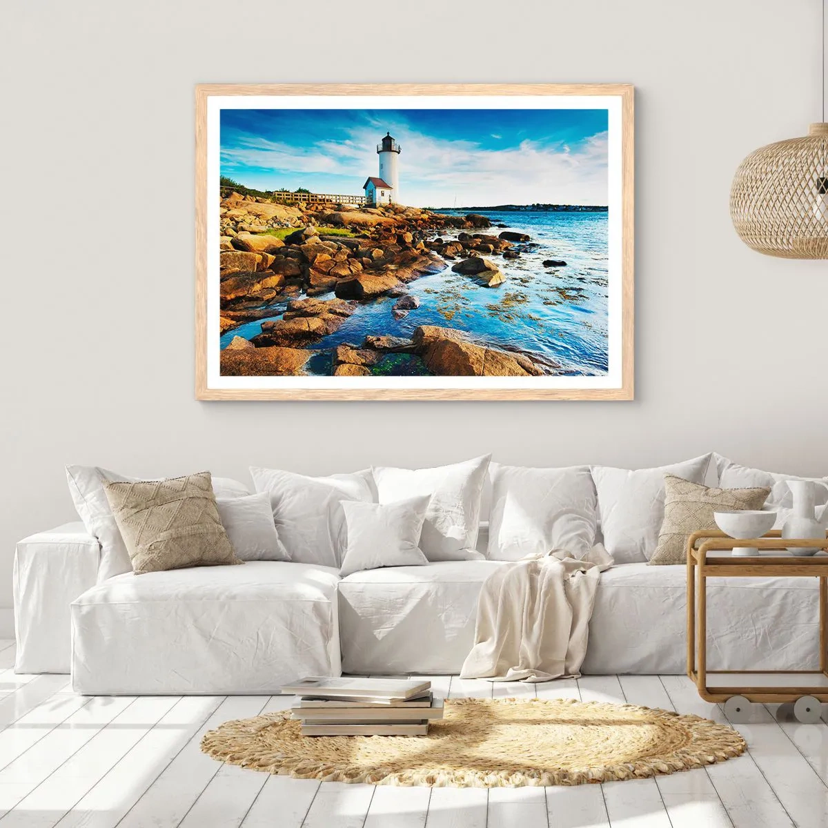 Plakát v rámu světlý dub - Vraťte se šťastně, čekám - 70x50 cm