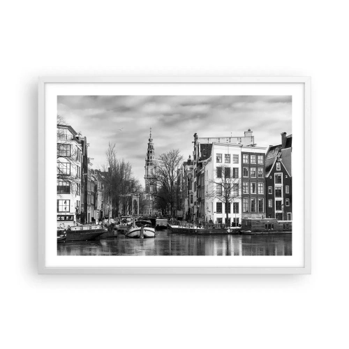 Plakát v bílém rámu - Amsterdamské vibrace - 70x50 cm