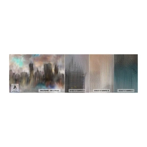 Vzor Fototapety Premium Sand - Kompozice z oceli, kamene a mlhy - Město, Architektura, Kus - 100x30 cm