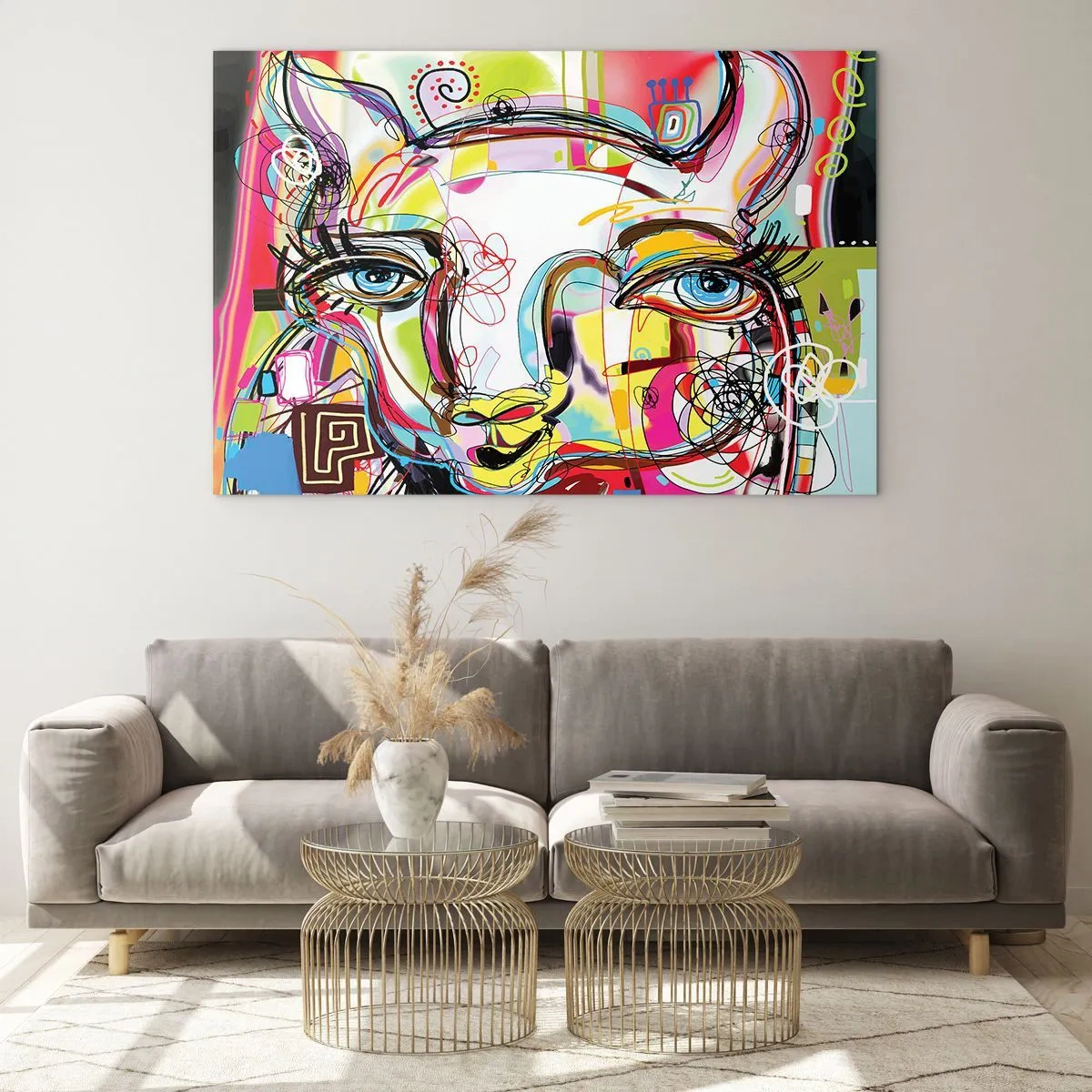 Obraz na skle - Bohatství kočičí krásy - 100x70 cm