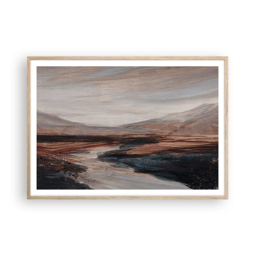 Plakát v rámu světlý dub - Klidné údolí - 100x70 cm