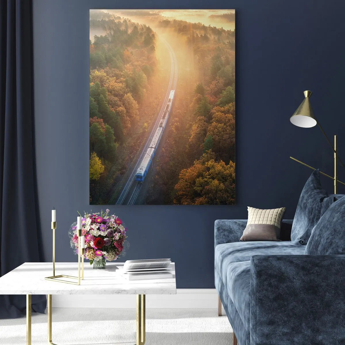 Obraz na skle - Podzimní cesta - 80x120 cm