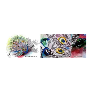 Vzor Fototapety Premium Canvas - S pýchou proti šedi  - Pták, Páv, Peří - 100x30 cm