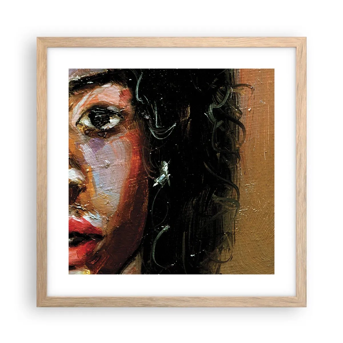 Plakát v rámu světlý dub - Černá a jas - 40x40 cm