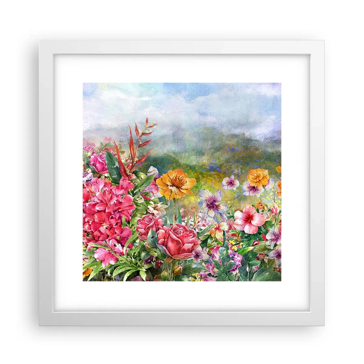 Plakát v bílém rámu - Zahrada, která se zbláznila - 30x30 cm