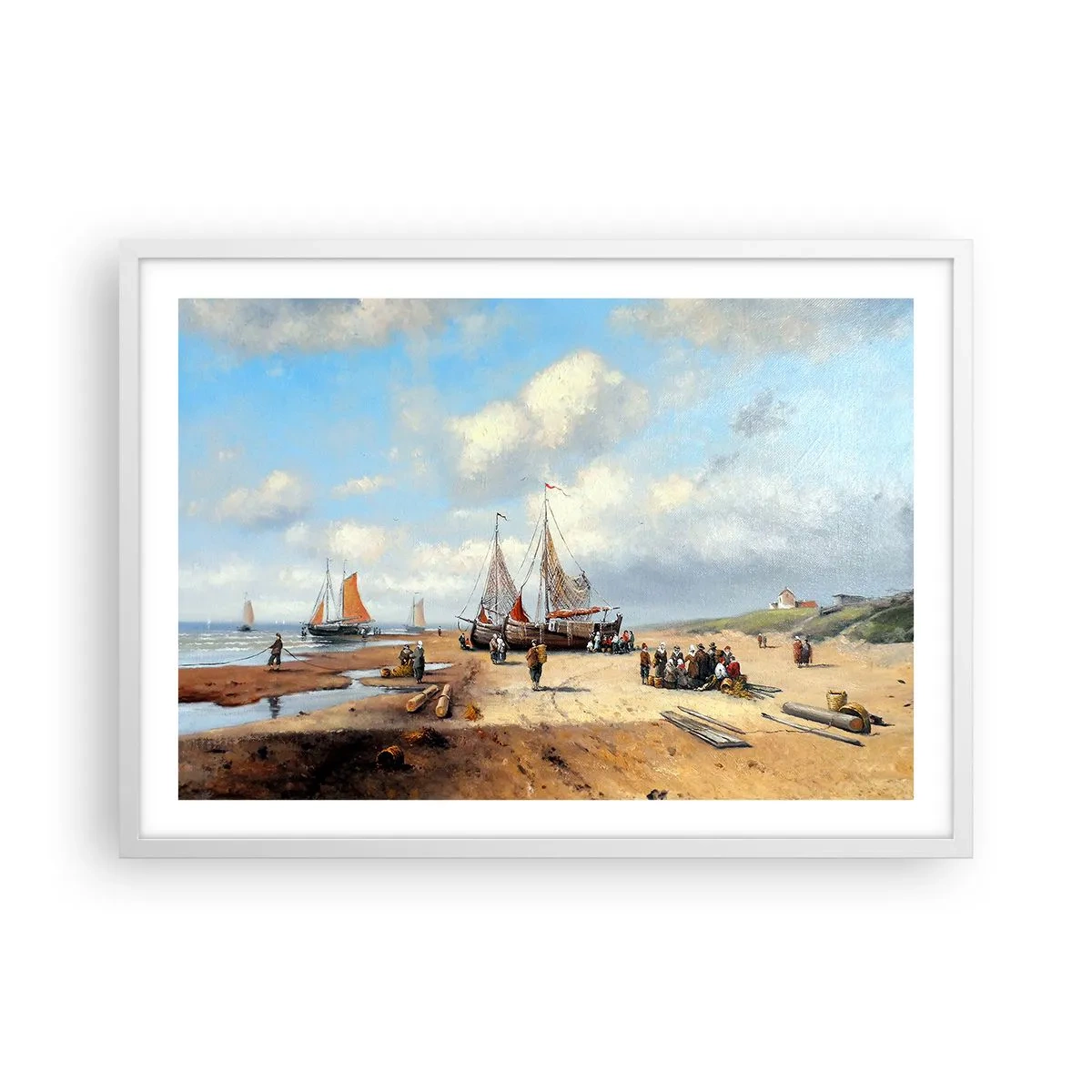 Plakát v bílém rámu - Po úspěšném rybolovu - 70x50 cm