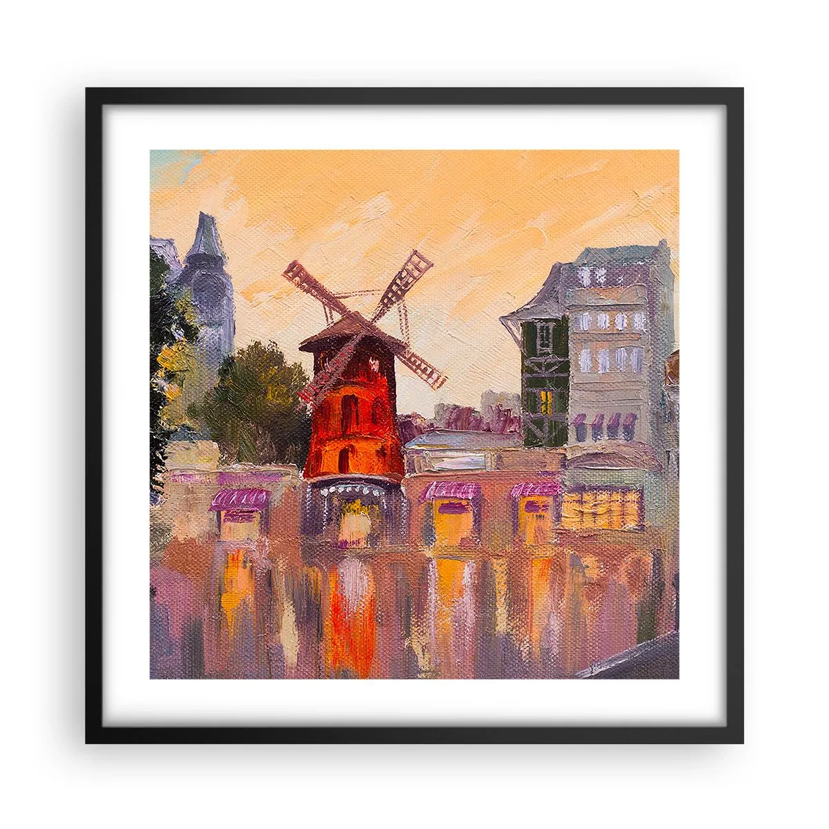 Plakát v černém rámu - Pařížské ikony – Moulin Rouge - 50x50 cm