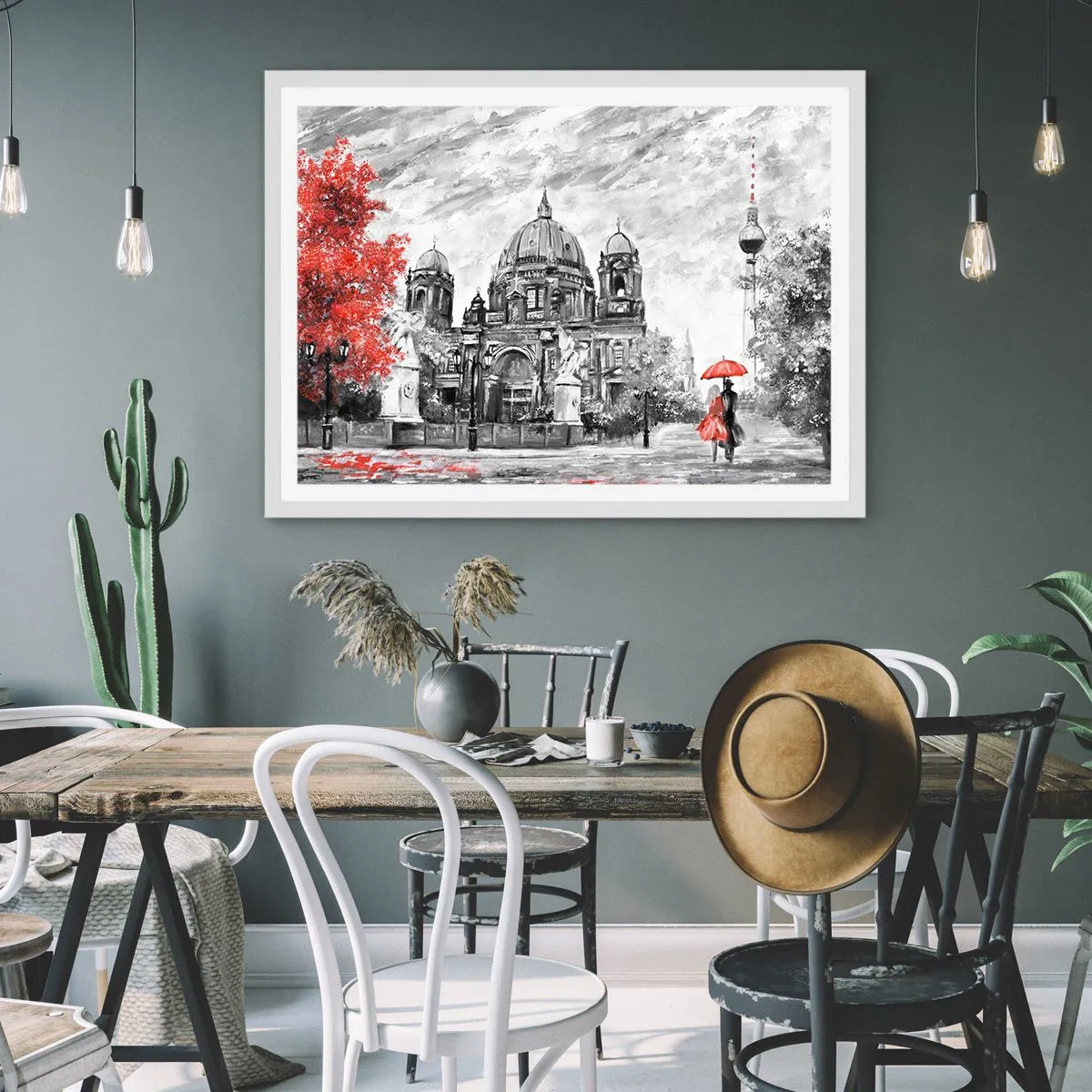 Plakát v bílém rámu - Berlínské setkání - 100x70 cm